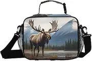 National Park Moose Insulated Lunch Box for Women Men - Ideal for Work, Picnics - Includes Adjustable Shoulder Strap