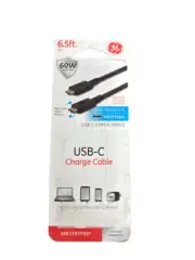 GE Reversible USB-C 2.0 Charge Cable High Speed 480Mbps Data transfer 6.5ft
