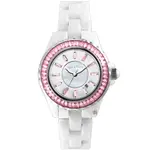 RELAX TIME 經典陶瓷系列水晶手錶-粉色 RT-93-2