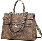 [FADEON] Laptop Bag for Women Designer PU Leather Large Tote Bags Packpack Purses with 15.6 Laptop Compartment Shoulder Handbag