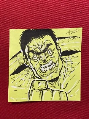 THE HULK Post-it Note Drawing Original Art