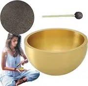 Singing Bowl Set - Handmade Singing Meditation Bowl with Bat and Cushion, Portable Desktop Decoration for Relaxation, Spiritual Meditation Sound Bowl, Singing Bowl for Deep Meditation