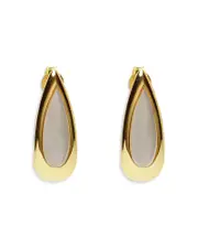 Argento Vivo Mother Of Pearl J Hoop Earrings in 18K Gold Plated Sterling Silver