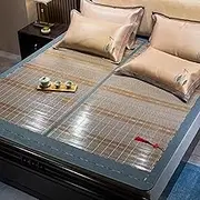 GUAWJRZDP Foldable Double Sided Bamboo Mat for Bed, Summer Sleeping Mat Bamboo, Rattan Cooling Mat, Cooling Mattress Topper Pad, Bed Sheet Air Conditioning Mat, Cool Mat for Living Room Floor(180x200c