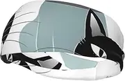 [FHEDVBN] Black and White Cats Sweatbands for Men Women Sport Headbands Moisture Wicking Athletic Sweat Band Fashion Non Slip Hairband for Tennis, Basketball, Running, Gym