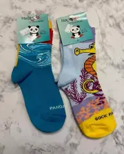 "Sock Panda" Youth Socks- 2PACK (Small 7-12) Cool Beach Wave & Magical Seahorse