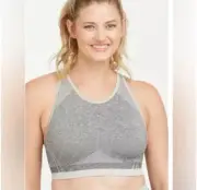Spanx Sculpt Sports Bra Spacedye Cloud Grey NWT Size Small Seamless Cross Strap