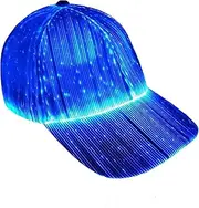Ruconla Fiber Optic Cap LED hat with 7 Colors Luminous Glowing EDC Baseball Hats USB Charging Light up caps Crazy hat