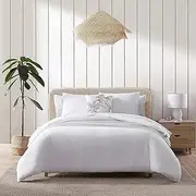[Tommy Bahama] King Duvet Cover Set, Soft Bedding with Matching Shams, Basketweave Textured Home Decor (Wicker Solid White, King)