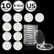 10 Pack 40mm Coin Capsules w/8 Size Gasket 4 US 1/10 Gold Eagle 2 Silver Bullion
