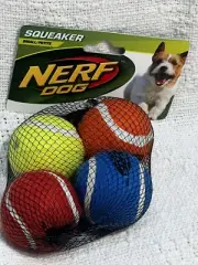 Nerf Dog Squeaker Small Durable Rubber Interactive Tennis Balls Pack Of 4 Balls