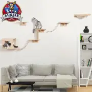 9 PCS Cat Wall Furniture, Wall-Mounted Shelf, Cat House, Hammock Scratching Post