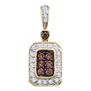 14k Yellow Gold Round Brown Diamond Fashion Pendant 1/4 Cttw