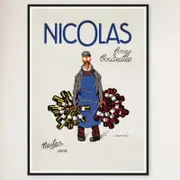 Galrie Nicolas Fine Bottles Vintage Poster by Jules Isnard Dransy Timeless French Art, Black Frame, A1 60 x 84cm (23 x 33inch)