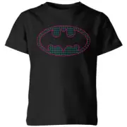 Justice League Batman Retro Grid Logo Kids' T-Shirt - Black