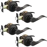 EHOMEWARE 4 Pack Interior Door Handles Oil Rubbed Bronze Passage Door Lever Handles Closet Door Knobs with Lock Bronze Door Handles