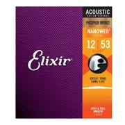 Elixir #16052 Acoustic Nanoweb Phosphor Bronze String 12-53 Light