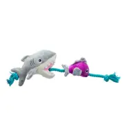 Fringe Best Dog Toybox Soft Plush "Shark Bait" Extra Loud Squeaky Tug Dog Toy