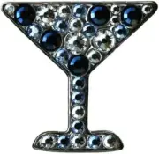 Swarovski Martini Glass Golf Ball Marker & Happy Olives Hat Clip