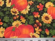 Pumpkin Patch with Glitter On The Cotton Fabric…