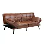 Sofa Bed Futon Recliner Lounge Couch Convertible Leather 3-Seater Brown