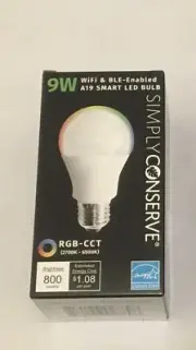 NEW Simply Conserve 9W WiFi & BLE Enabled A19 Smart Light Bulb