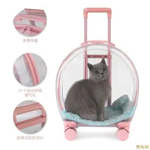 寵物拉桿包 透明 外出 便攜 貓包 狗包 透氣 寵物推車 拉桿箱 行李箱 大容量 貓咪 狗狗太空艙 寵物背包