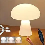 Newest Mushroom Table Lamp,Cordless Rechargeable Mushroom,USB Mushroom Night Light with Touch Control Dimmable 3 Light Colors Bedside Lamp Reading Lamp for Bars Restaurants,Flesh
