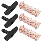 3Pack 10 Ft X 9/64in(3.5mm) Pull Cord Rope with StarterHandle, Braided9307