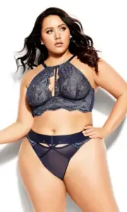 City Chic Ladies Alexis Underwire Bralette Bra sizes 16DD 16E 16F 16G Midnight
