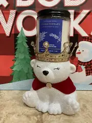 New Christmas 2021 GLITTER POLAR BEAR CANDLE HOLDER ~ Bath & Body Works