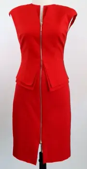 NEW! Ted Baker London Structured Zip Peplum Dress Red Ted Baker Sz 1 (US 0 / 2)