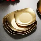 Gold Silver Bone Spitting Dish Round Shallow Tray Kitchen Bar Tableware