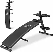 Costway Adjustable Decline Sit Up Bench for Exercise, Foldable Curved Slant Board w/High Density Foam Cushioned Seat, Heavy Duty Steel Frame, Full Body Workout Equipment for Home Gym, Black