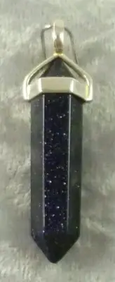 Blue Goldstone Double Terminated Sterling Silver Pendant