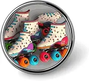 [FZMVSQH] Retro Roller Skates Colorful Printed Round Button Pin Badges Metal Pinback Buttons 1 Inch Pins for Hat Shirt Clothing Bags Decoration, Circular, Aluminum, Circular, Aluminum