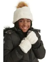 Justice Girls Beanie With Pom and Gloves , 2- Piece Cold Weather Set One Size