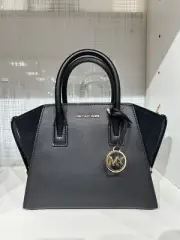 Michael Kors Avril Small Black Pebbled Leather Satchel Crossbody Bag &Dustbag