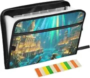Magnificent Palace Under Sea Portfolio Folder for Documents 13 Pocket Accordion Folder with Handle