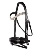 Premium Leather Horse Dressage Bridle Five Row Clear Crystal Browband All Size