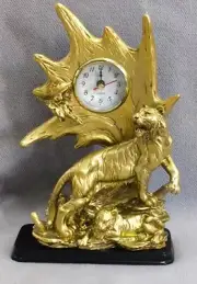 Tiger statue Home decor clock Antique watch Decorative clock with tiger design