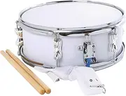 Tadill 13inch Snare Drum Percussion Instrument, with Shoulder Strap Professional Double Tone Drum Music Drums for Teens Boys Girls, White