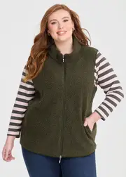 [Taking Shape] Taking Shape Teddy Vest Size 16 in Olive - Plus Size Women's Clothing Olive