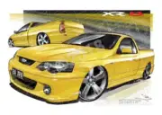 Ford Ute BA XR8 UTE BA XR8 FALCON UTE BLAZE A3 FRAMED PRINT (FT150)