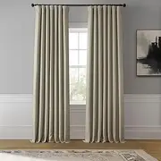 [HPD Half Price Drapes] Faux Linen Room Darkening Curtains - 84 Inches Long Luxury Linen Curtains for Bedroom & Living Room (1 Panel), 50W X 84L, Oatmeal