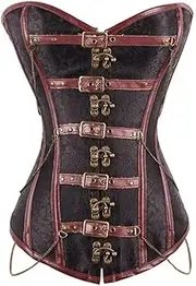 [SWEPER] Women'S Bustier Corset Top - Women Sexy Steampunk Corset Lingerie Burlesque Gothic Overbust Corsets Bustiers Top Vintage Brown Plus Size