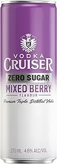 Vodka Cruiser Sugar Free Mixed Berry, Refreshing Flavoured Pre-Mixed Vodka Drink, 4.6% ABV, 275mL (Case of 24 Cans)
