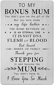To My Stepmum Wallet Card, Stepmom Birthday Card from Daughter Son, Bonus Mum Gifts, Step Mum Mothers Day