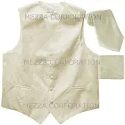 New Men's paisley Tuxedo Vest Waistcoat_Necktie & Hankie Ivory wedding formal