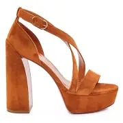 Christian Louboutin Movida Sandal 130 Foxy Brown Suede Platform Heel Pump 38.5